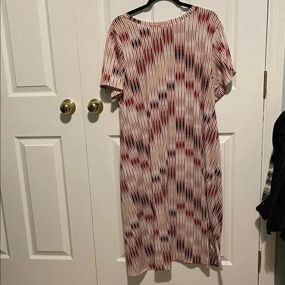 LuLaRoe Cream and Red Pattern Midi Dress - Picture 3 of 4